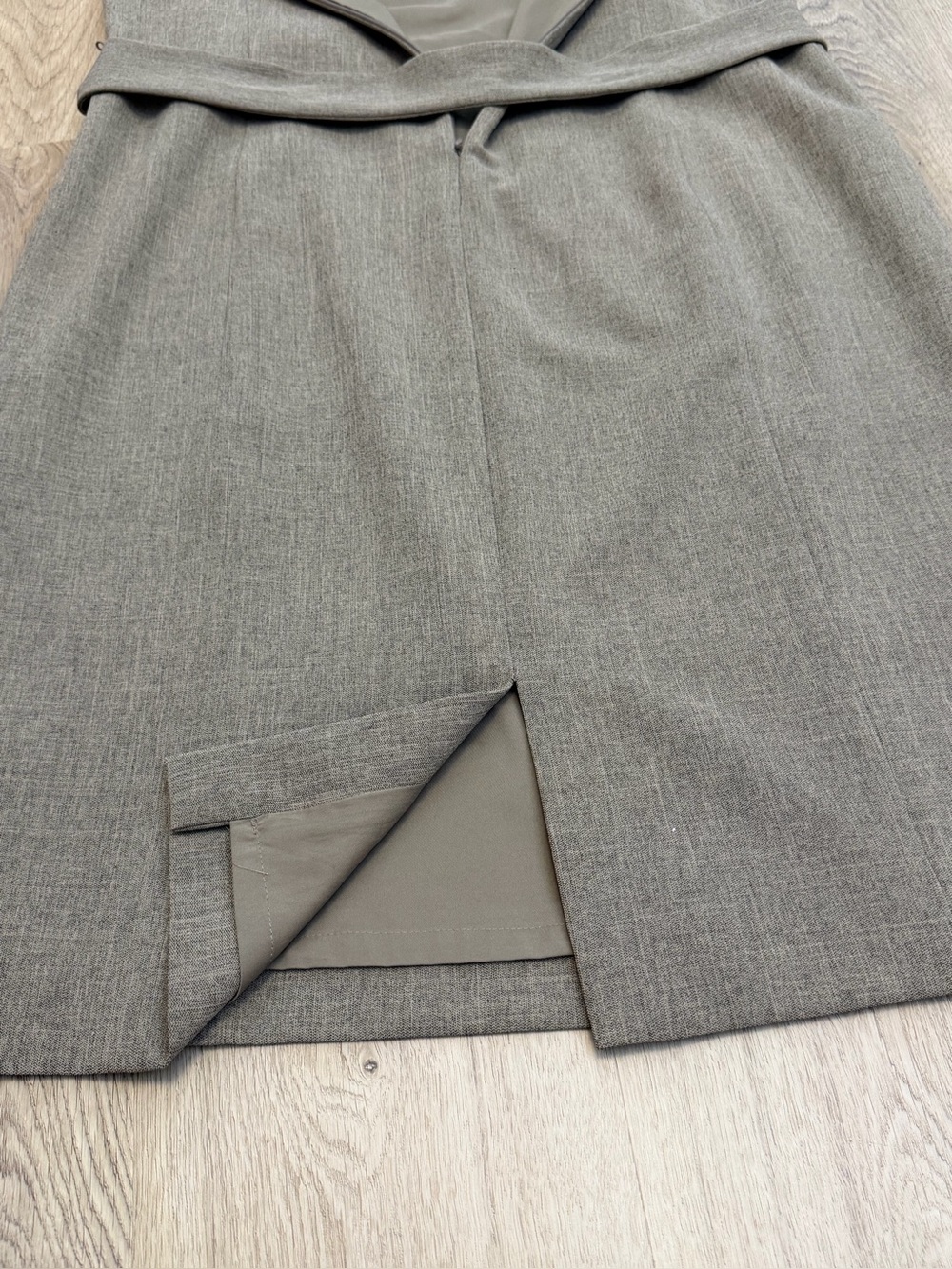 Kasper Taupe Sleeveless Belted Sheath Dress - Picture 6 of 7